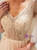 Champagne Pink Tulle V-neck Sequins Floor Length Prom Dress