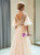 Champagne Pink Tulle V-neck Sequins Floor Length Prom Dress