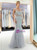 Silver Gray Tulle Sequins Beading Backless Floor Length Prom Dress