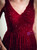 Burgundy Tulle Deep V-neck Backless Prom Dress With Beading