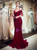 Burgundy Tulle Off The Shoulder Sequins Floor Length Prom Dress