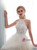 A-Line Champagne Tulle Halter Appliques Floor Length Wedding Dress