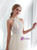 A-Line Champagne Tulle Halter Appliques Floor Length Wedding Dress