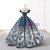 Blue Ball Gown Sequins Off The Shoulder Appliques Floor Length Wedding Dress
