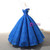 Blue Ball Gown Sequisn Appliques Off The Shoulder Wedding Dress