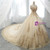 Champagne Ball Gown Tulle Gold Lace Appliques Wedding Dress