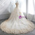 White Ball Gown Tulle Gold Lace Appliques High Neck Wedding Dress