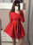 Long Sleeve Red Off the Shoulder Short Homecoming Dresses