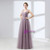 Purple Tulle Straps Backless Pleats Floor Length Prom Dress