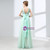 A-Line Green Chiffon Backless Prom Dress With Crystal Bow
