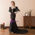 Black Satin Mermaid Backless Puff Sleeve Prom Dress With Feather