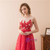 A-Line Red Tulle Sequins Appliques Floor Length Prom Dress