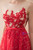 A-Line Red Tulle Sequins Appliques Floor Length Prom Dress