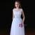 A-line Light Blue Tulle Lace Appliques Floor Length Prom Dress