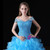 Blue Ball Gown Organza Lace Off The Shoulder Crystal Sweet 16 Dress