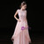 A-Line Pink Lace Tulle Backless Long Prom Dress With Bow