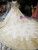 Champagne Ball Gown Long Sleeve Appliques Beading Wedding Dress