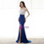 Blue And White Mermaid Spaghetti Straps Prom Dress With Beading
