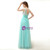 A-Line Green Tulle Backless Long Prom Dress With Crystal