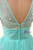 A-Line Green Tulle Backless Long Prom Dress With Crystal