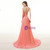 Red Chiffon One Shoulder Backless Appliques Bridesmaid Dress