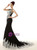 Black Mermaid Chiffon White Lace Appliques Prom Dress