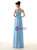 Blue Chiffon Lace Pleats Long Floor Length Bridesmaid Dress