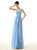 Blue Chiffon Lace Pleats Long Floor Length Bridesmaid Dress