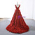 A-Line Red Sequins Feather V-neck Deep Backless Wedding Dress