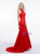 Red Lace Mermaid Halter Backless Long Prom Dress