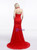 Red Lace Mermaid Halter Backless Long Prom Dress