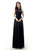 Navy Blue Chiffon Lace Pletas Long Floor Length Bridesmaid Dress