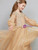 In Stock:Ship in 48 Hours Ready To Ship Gold Tulle Appliques Girl Dress