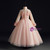 Pink Tulle Long Sleeve High Neck Appliques Flower Girl Dress