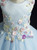 A-Line Blue Tulle Satin Appliques Short Flower Girl Dress