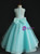 Blue Tulle Hi Lo Appliques Flower Girl Dress With Bow