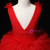 Red Ball Gown Tulle Pleats Deep V-neck Backless Flower Girl Dress