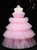 Pink Ball Gown Tulle Scoop Neck Long Flower Girl Dress