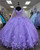 Purple Ball Gown Tulle 3D Appliques Quinceanera Dresses