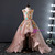 Pink Tulle Sequins Hi Lo Gold Appliques Flower Girl Dress