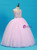 Pink Tulle Spaghetti Straps Floor Length Flower Girl Dress With Crystal