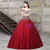 Burgundy Ball Gown Tulle Off The Shoulder With Sequins Quinceanera Dresses