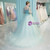 Blue Tulle Puff Sleeve V-neck Backless Embroidery Quinceanera Dresses