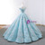 Blue Ball Gown Off The Shoulder Appliques Haute Couture Wedding Dress