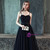 In Stock:Ship in 48 Hours Black Spaghetti Straps Prom Dress With Sash