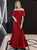 In Stock:Ship in 48 Hours  Red Satin Mermaid Backless Prom Dress