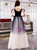 In Stock:Ship in 48 Hours Navy Blue And White Tulle V-neck Prom Dress