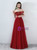 In Stock:Ship in 48 Hours Burgundy Tulle Off Shoulder Appliques Prom Dress