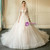 Champagne Tulle Appliques Long Sleeve Wedding Dress With Train