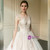 Champagne Tulle Appliques Long Sleeve Wedding Dress With Train